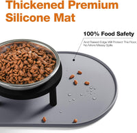 Elevated Cat Bowls with Food Mat - Black - image 4