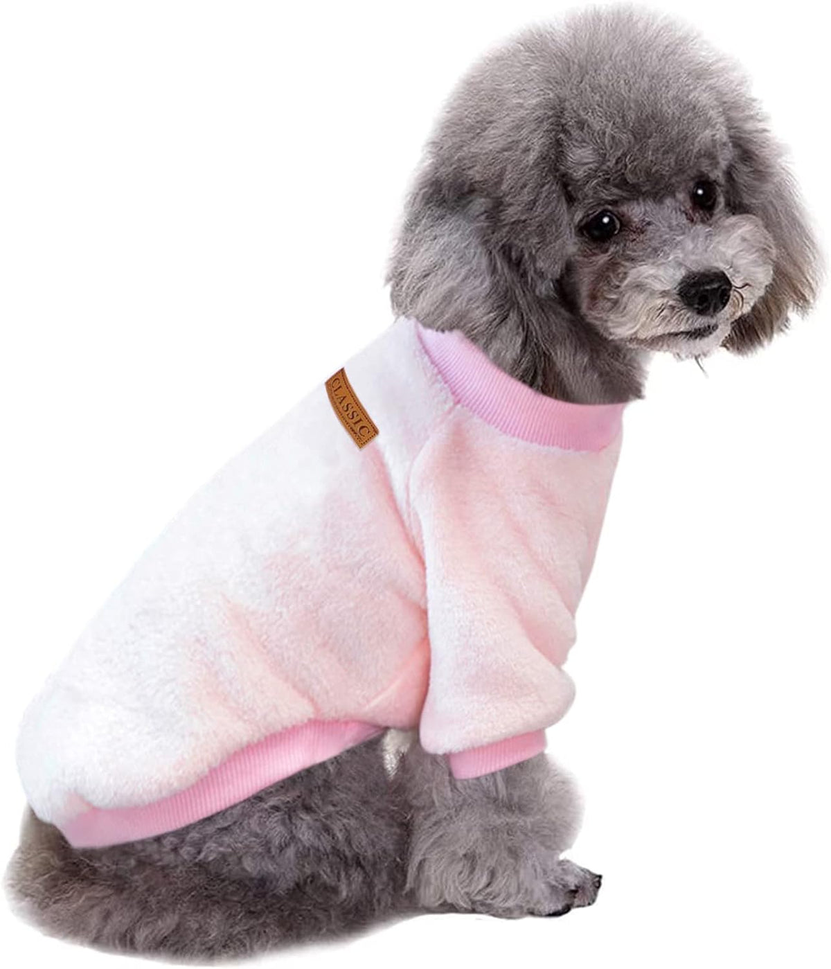 Dog Sweaters for Small Dogs, Soft Fleece Puppy Clothes - Z01-Pink / XX-Small