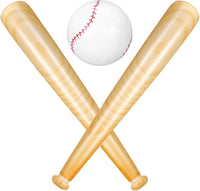 Lewtemi inflatable baseball set with two wood grain bats and one inflatable baseball - view 4