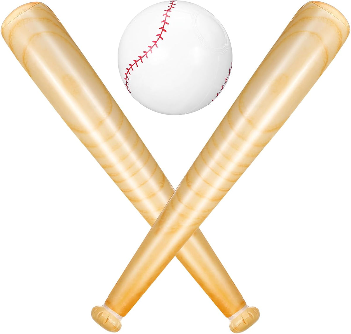 Lewtemi inflatable baseball set with two wood grain bats and one inflatable baseball - view 4