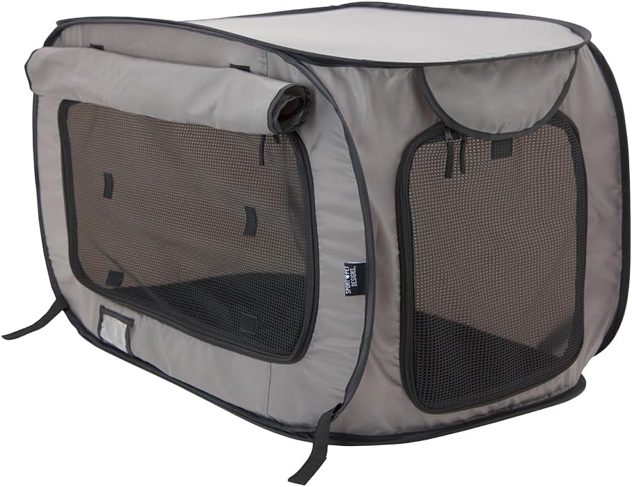 SportPet Designs Large Pop Open Kennel, Portable Cat Cage Kennel - Tan - image 2
