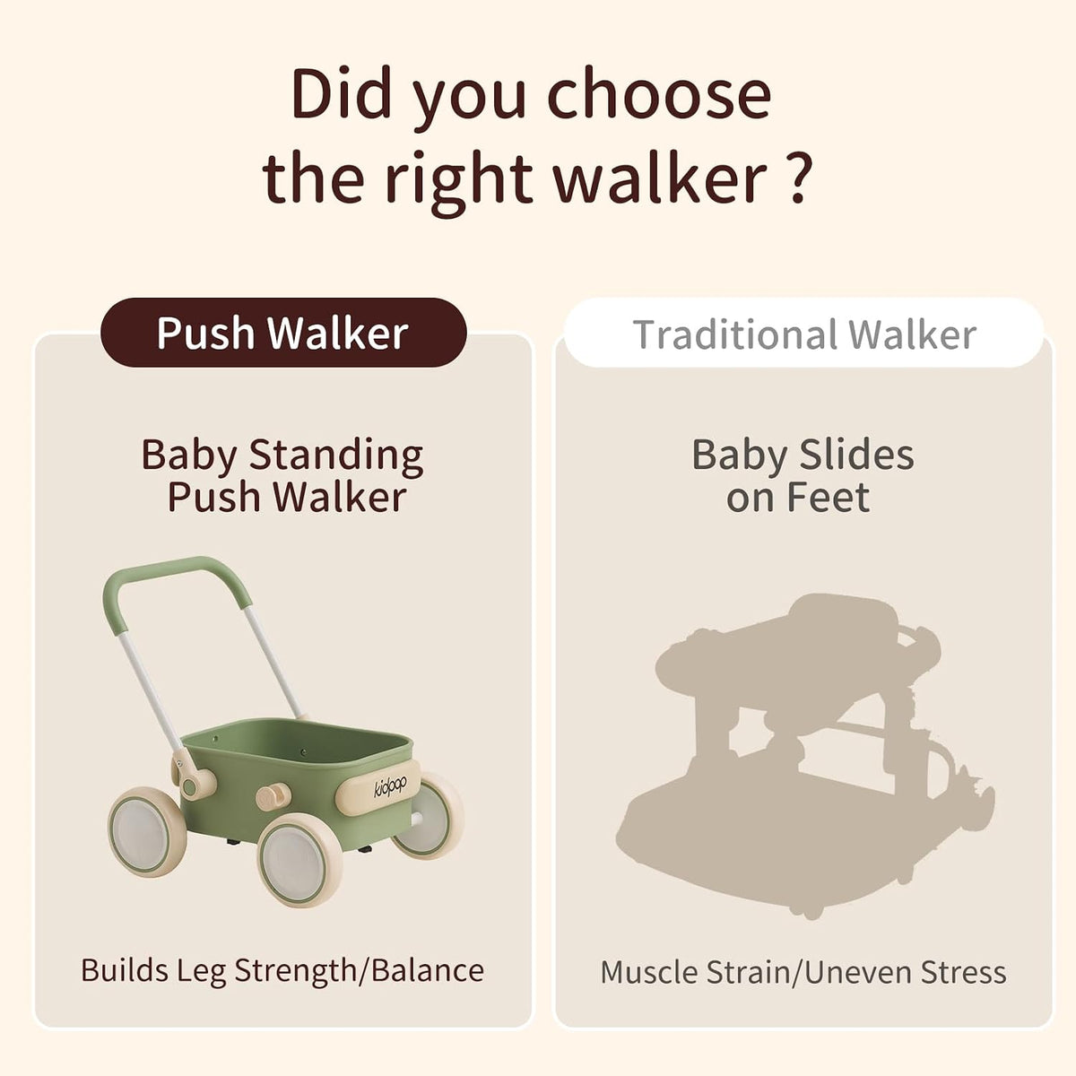 PULA Baby Push Walker with Wheels Toddler Wagon for First Learner - Green - image 4
