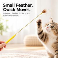 Cat Teaser Wands 2 Pack, Natural Feather, Two Feather Styles – Essentials for Cats - Yellow Mini - image 2