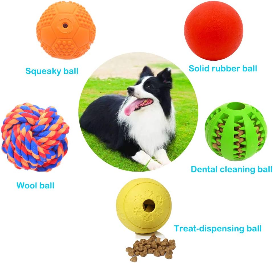 Volacopets Puppy Balls - Pack with Different Functions & Teething Toys for Small Dogs, Squeaky Dog - Medium Large (5 Pack) - image 4