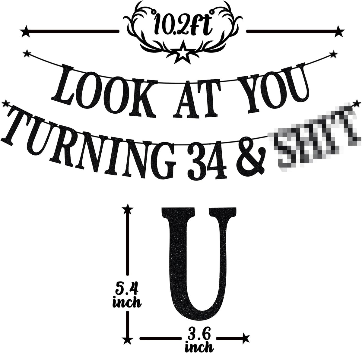 Black Glitter Look at You Turning 25 & Sh*t Banner - 34 - image 2