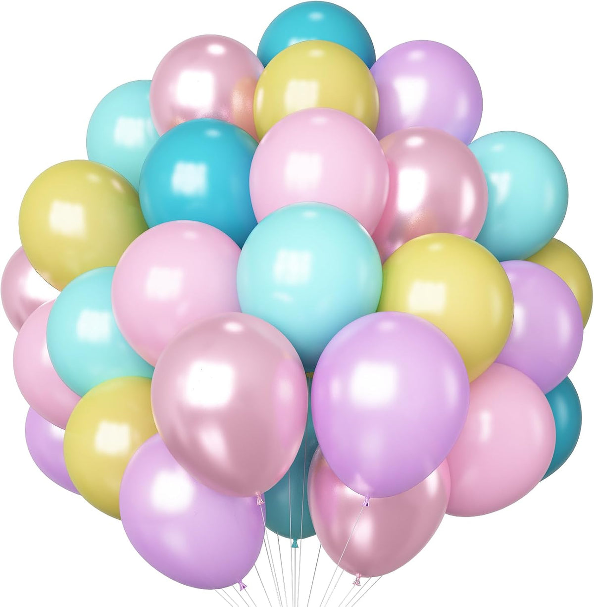 Pastel Balloons Whimsical Christmas Rainbow Colorful Birthday Balloon – Fun for Kids & Family - Yellow Blue Pink Purple