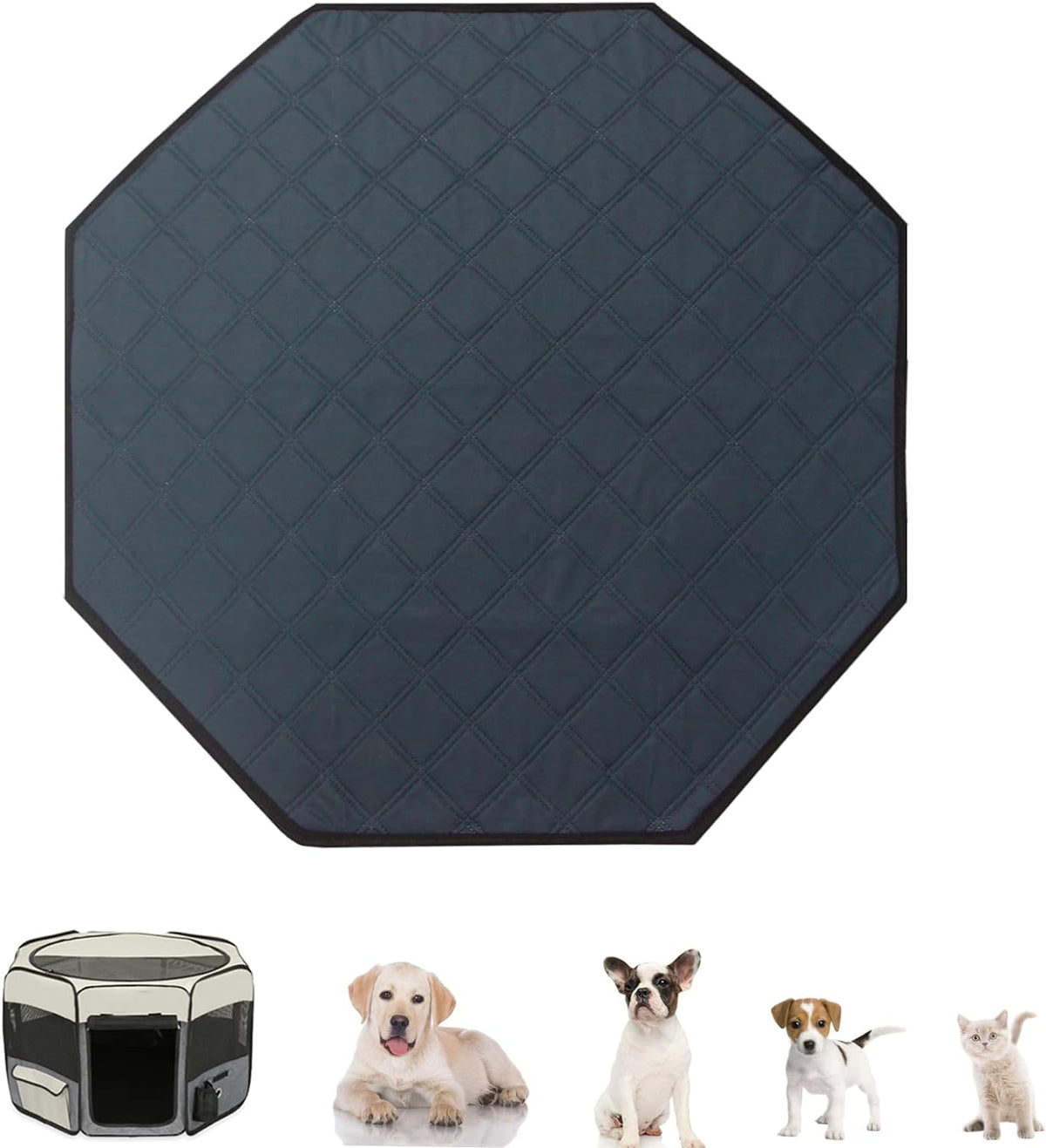 Octagon Dog Playpen Mat Washable Leakproof Pet Liner, 29' - Dark Grey-s / Octagon-S-29'(Diameter)