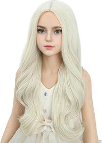 DUDUWIG long black wavy curly middle part wig for kids with wig cap - view 30
