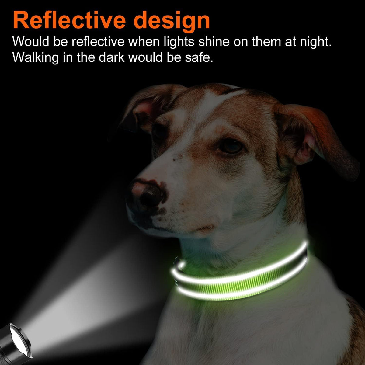 Joytale Reflective Dog Collar, Adjustable Neoprene Padded - X-Large (Pack of 1) / Green - image 3