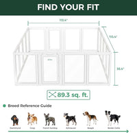 FXW AuraSpace Acrylic Indoor Unleashed Dog Playpen for Medium Dogs, 35 Inch, 16 Panels, White
