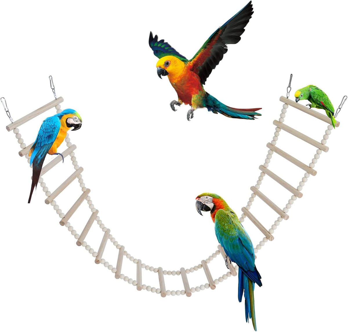 Bird Ladder Bridge, Wooden Pet Hamster Climbing & Swing Toys - 20 Steps - 44.5 × 5.9 Inch