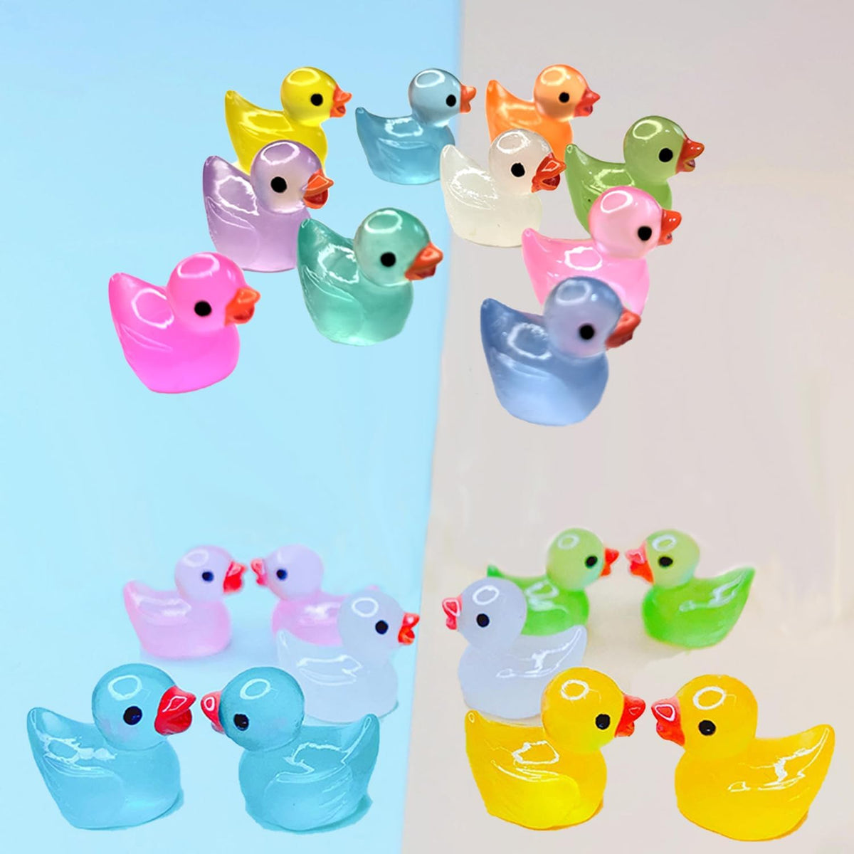 Cidinge 60 Pcs Mini Resin Ducks Luminous Tiny Ducks Miniature Duck - Mini Luminous Ducks - image 2