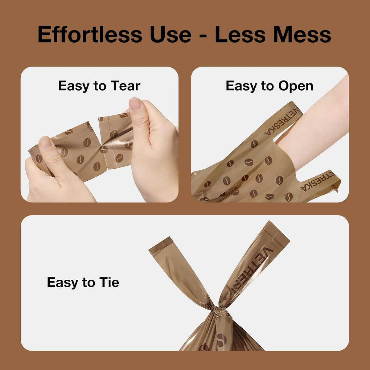 VETRESKA Dog Poop Bags with Handles 240 Count - Coffee / 1 Count (Pack of 450) - image 4