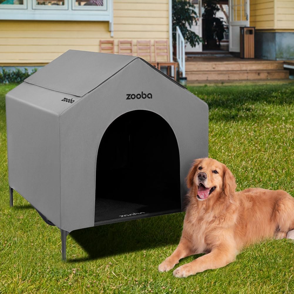 Zooba 42” Outdoor Dog House for Large Breeds - X-Large: 42inch / Grey