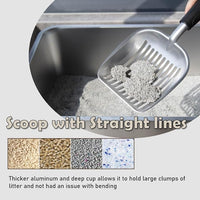 Heavy Duty Cat Litter Scoop with Holder - All Metal Cat Litter Scooper with Holder - Speed Sifter Litter Box Scooper Captures All Clumps - Aluminum Cats Littter Scooper and Caddy