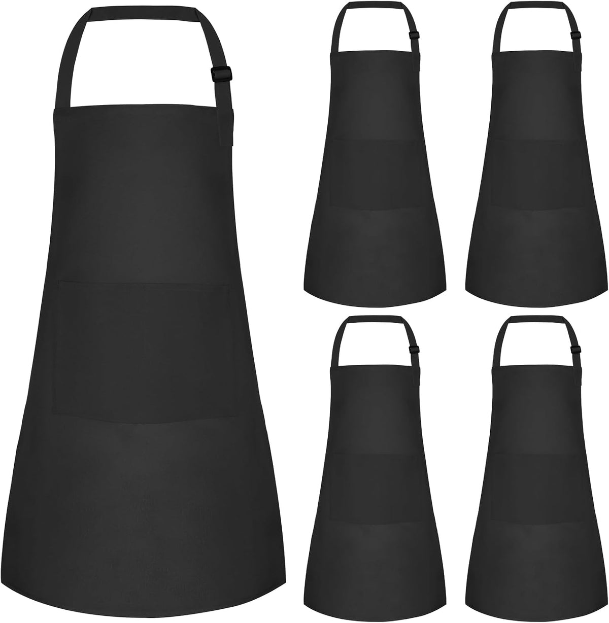 5 Pack Kids Apron Adjustable Children Apron with 2 Pockets Children - Black / 5