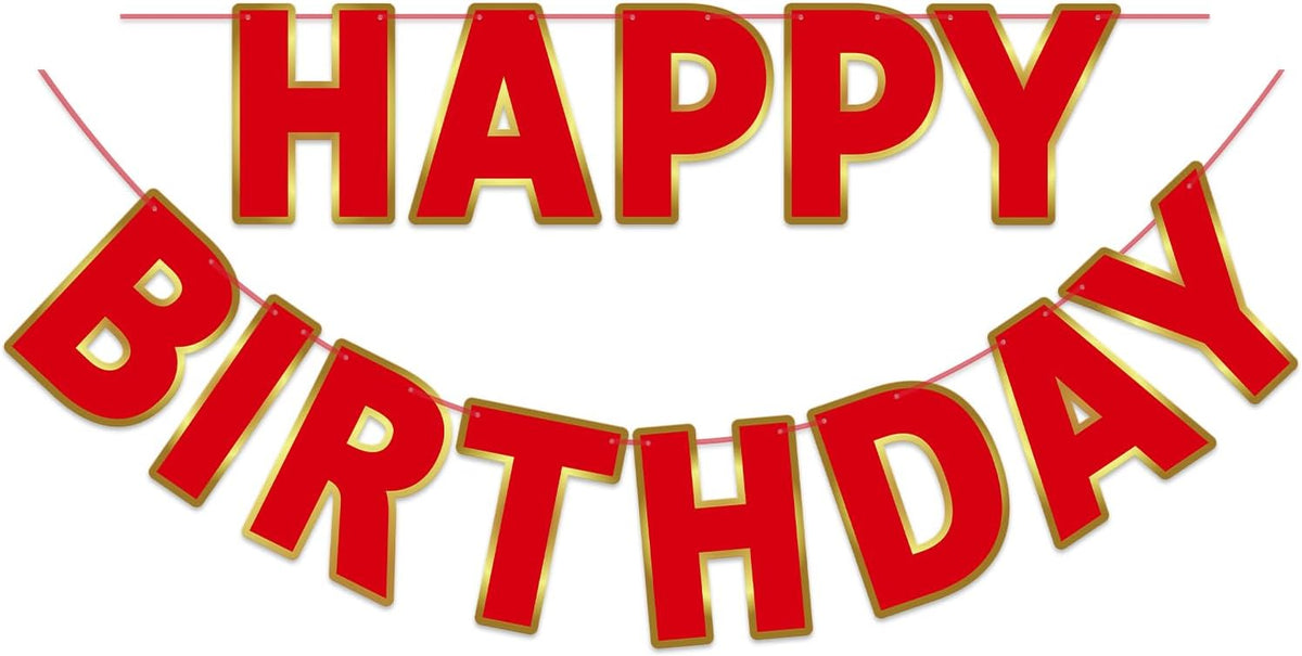 Pre-Strung Happy Birthday Banner - Red