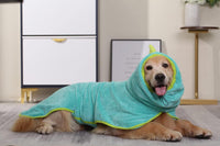 Pawyee Super Soft Fast-Drying Dog Towel with Drying Gloves for Cold - X-Large / Blue Dino - image 2