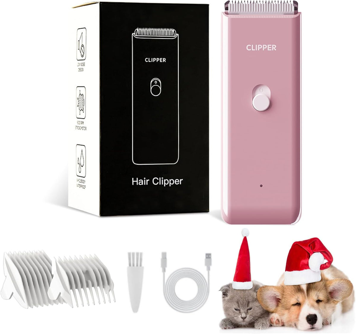 Professional Household Waterproof Low Noise Pet Hair Clippers - Ap005-pink