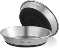 Cat Bowls, 304 Stainless Steel Non-Slip Wide Shallow - 2 Non-slip Bowls