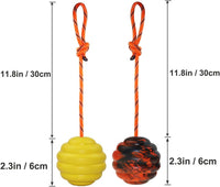 K9 Training Ball with Rope, Exercise and Reward Toy for Dogs - Orange and Yellow - image 3