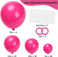 RUBFAC White Balloons Different Sizes 135pcs for Birthday Arch – Fun for Kids & Family - Hot Pink - image 2