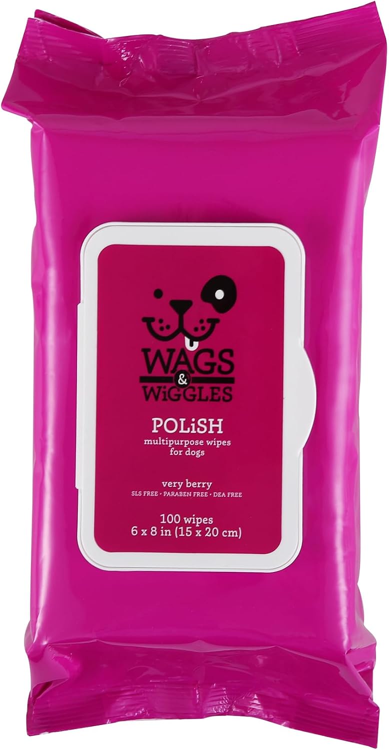 Wags & Wiggles Hypoallergenic Dog Wipes, Fragrance-Free - Very Berry - Multipurpose / 100 Count (Pack of 1)