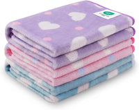 1 Pack 3 Blankets Super Soft Cute Dot Pattern Pet Blanket Flannel - Purple/Pink/Cyan / 23x16 inch (Pack of 3)