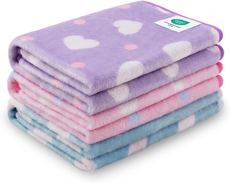 1 Pack 3 Blankets Super Soft Cute Dot Pattern Pet Blanket Flannel - Purple/Pink/Cyan / 23x16 inch (Pack of 3)