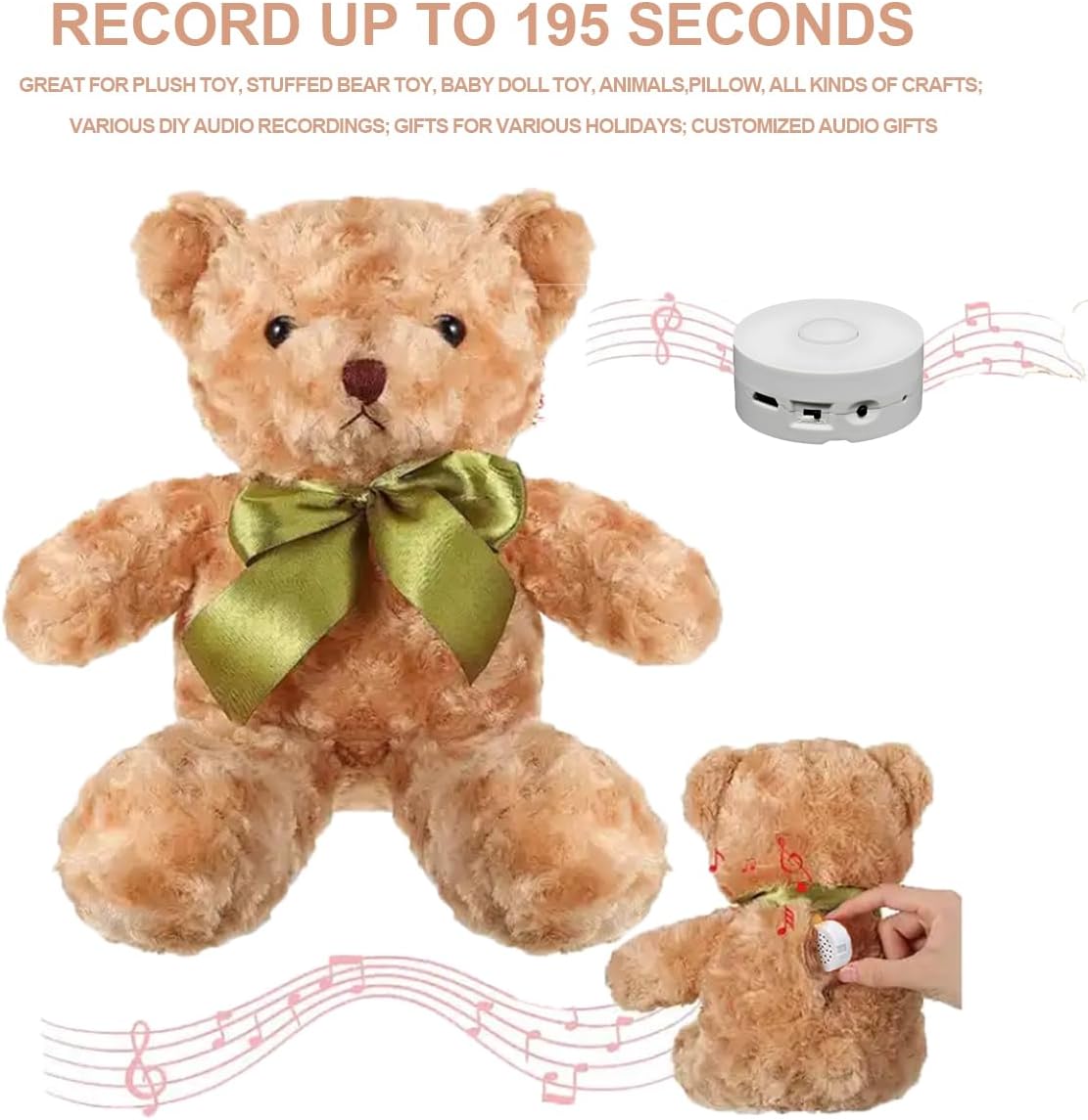 XLW voice recorder for plush toys, small white round recordable sound module - view 4