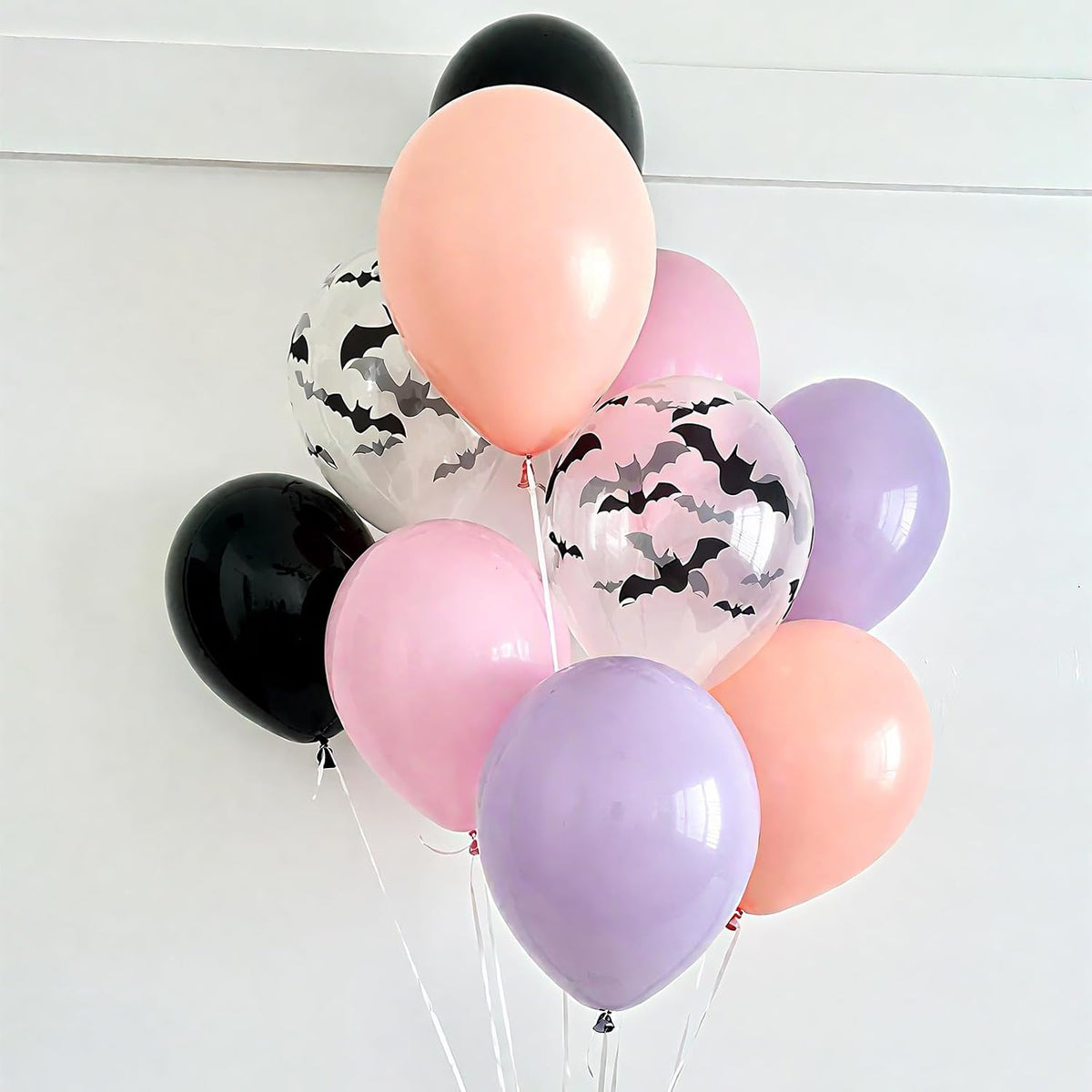 Froova black and white Halloween balloons with ghost and bat prints and bat stickers - view 36