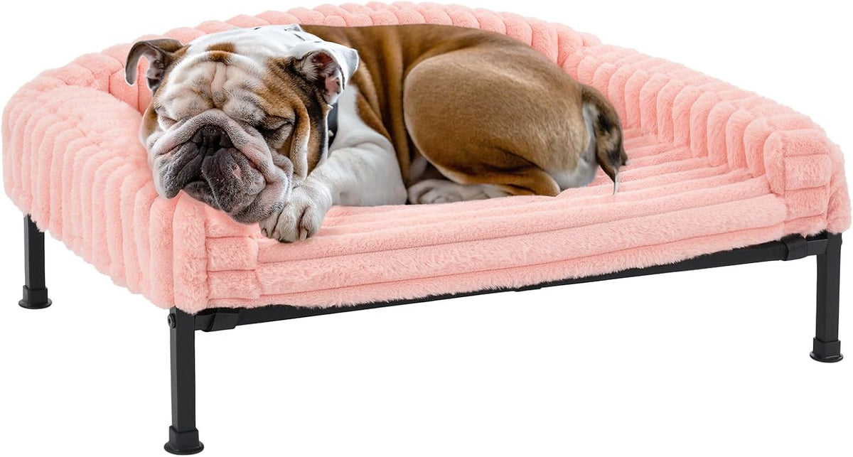 Veehoo Elevated Dog Bed with Bolster Cushion - Pink / 36.0"L x 28.0"W x 8.3"Th