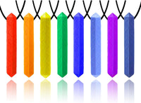 8 Pack Chew Necklaces for Sensory Kids - Red,Blue,Orange,Yellow, Green, Gray, Baby Blue, Purple