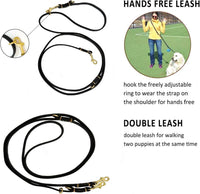 Multi Function 8ft Leather Dog Leash - Black / 8ft*3/8inch - image 2