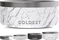 Coldest Dog Bowl - Anti Rust Metal, Non Slip, 3 Layers Insulated Stainless Steel Dog Bowls - Spill Proof & Heavy Duty - Water Bowl for Dogs, Cats & Pets, Dish Washer Safe (100 oz, Carrara Marble)