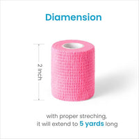 WePet Pet Wrap, Self-Adhesive, Only Sticks to Itself, Non-Woven Tape for Dog Legs, Paws, Wounds, First Aid Cohesive Gauze for Horse, Cat, Bird, Animal, 6 Rolls, 2 Inch, Solid Color B