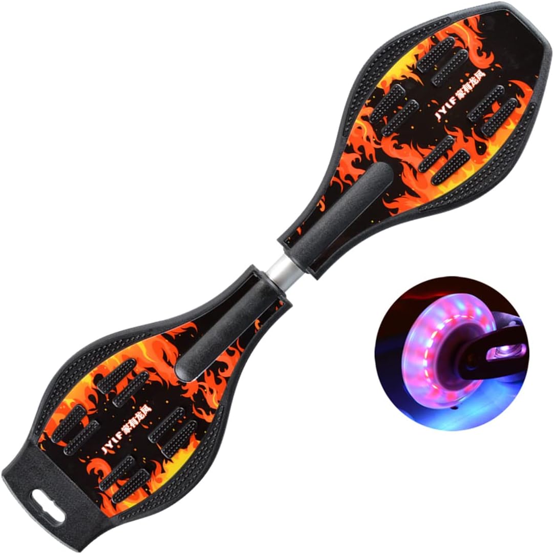 Sumeber waveboard caster board for kids and teens with two light up LED wheels