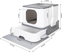 RIZZARI Cat Litter Box Stainless Steel Top-Entry : Leak-Proof Enclosed Design Reduces Odor, for Indoor Cats & Owners (Dark Gray)