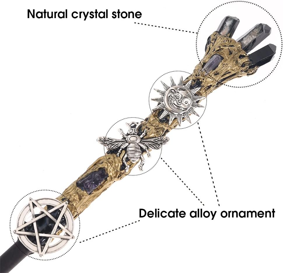 Bubbmi rhinestone witch magic wand in Snakepurple with solid wood body and metal accents - view 11