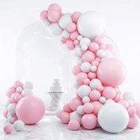 RUBFAC Gold Balloons Different Sizes Chrome Gold Balloon Arch Kit - White Pink
