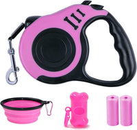 Retractable Dog Leash, 10 FT Dog Leash for Small Medium Dogs up to 22lbs, Pet Tape with Anti Slip - 16ft (for Dogs Up to 33lbs) / Pink