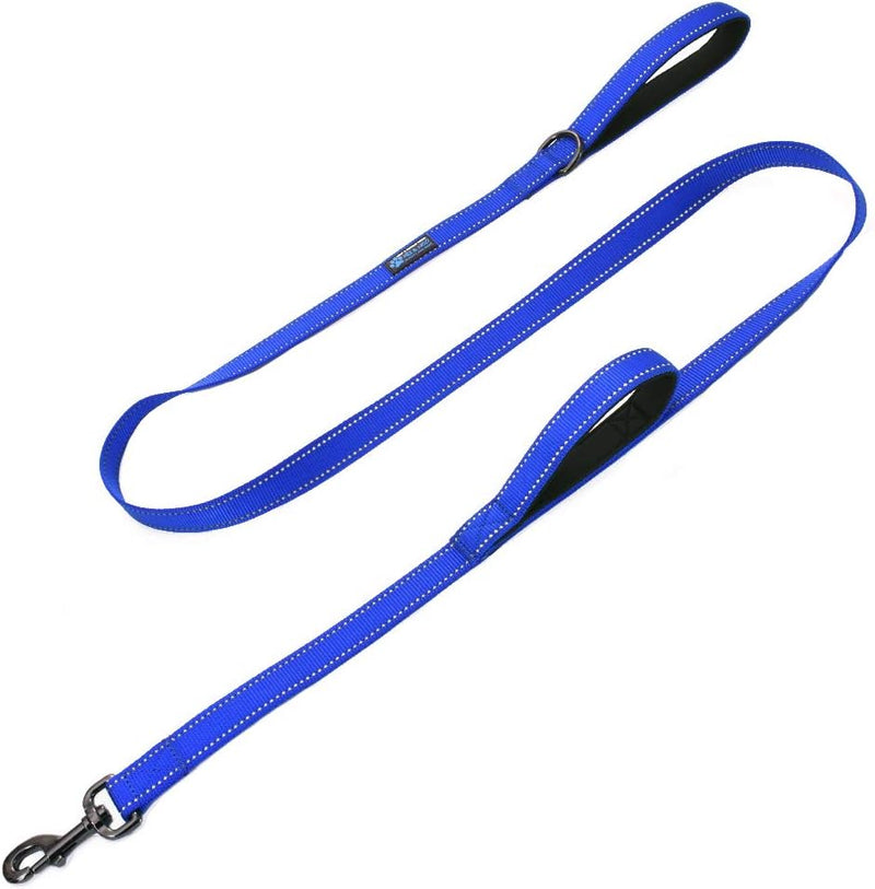 Max and Neo Double Handle Traffic Dog Leash, Reflective - 4 FT / Blue