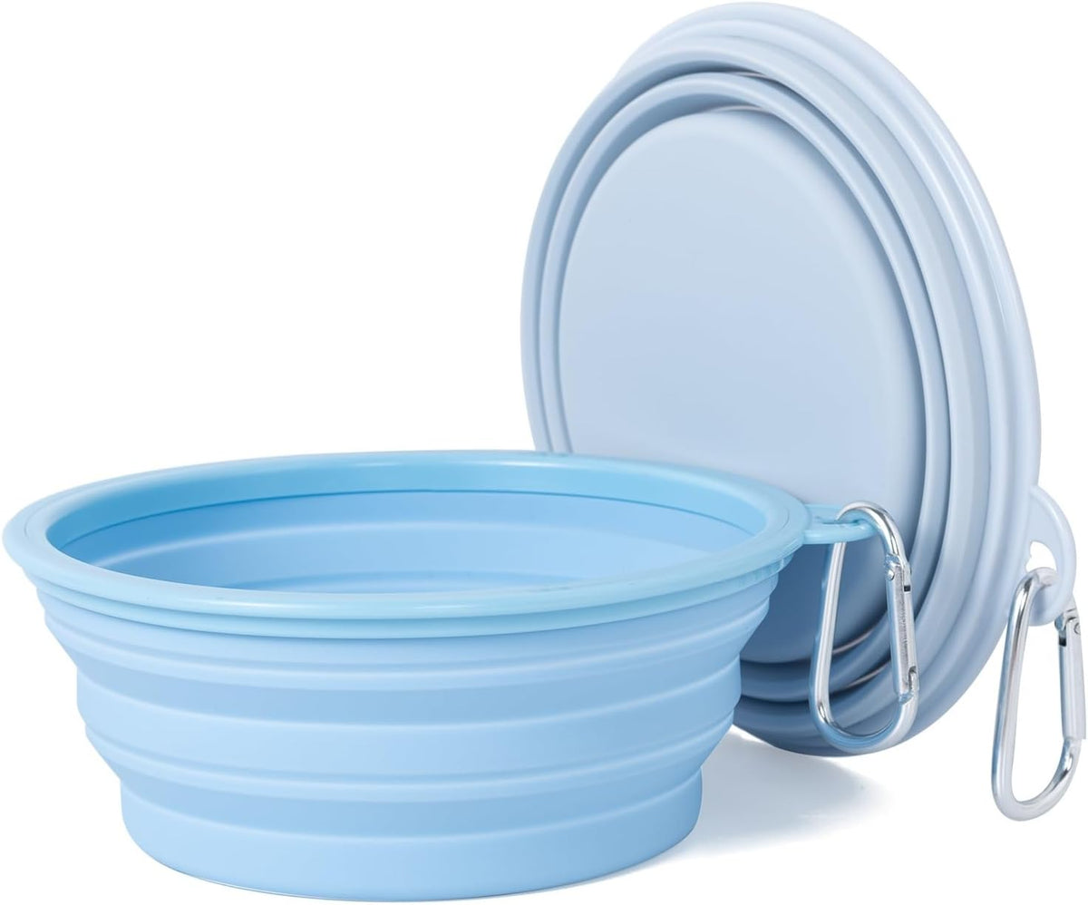 SLSON Collapsible Dog Bowl Silicone - Macaron Blue and Light Grey / Medium - image 2