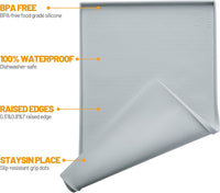 Hubulk Dog Feeding Mat,100% Waterproof Food Grade Silicone Pet Food and Water Bowl - Mist / 19"l X 12"w - image 2