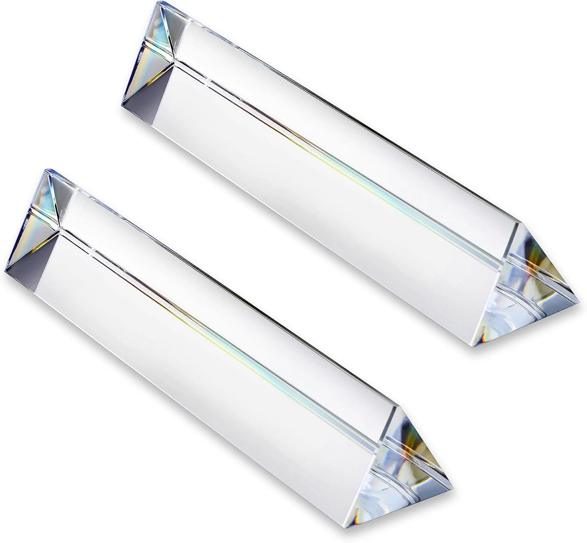 QFkris 2 pack of 6 inch K9 optical glass triangular prisms splitting light into a rainbow
