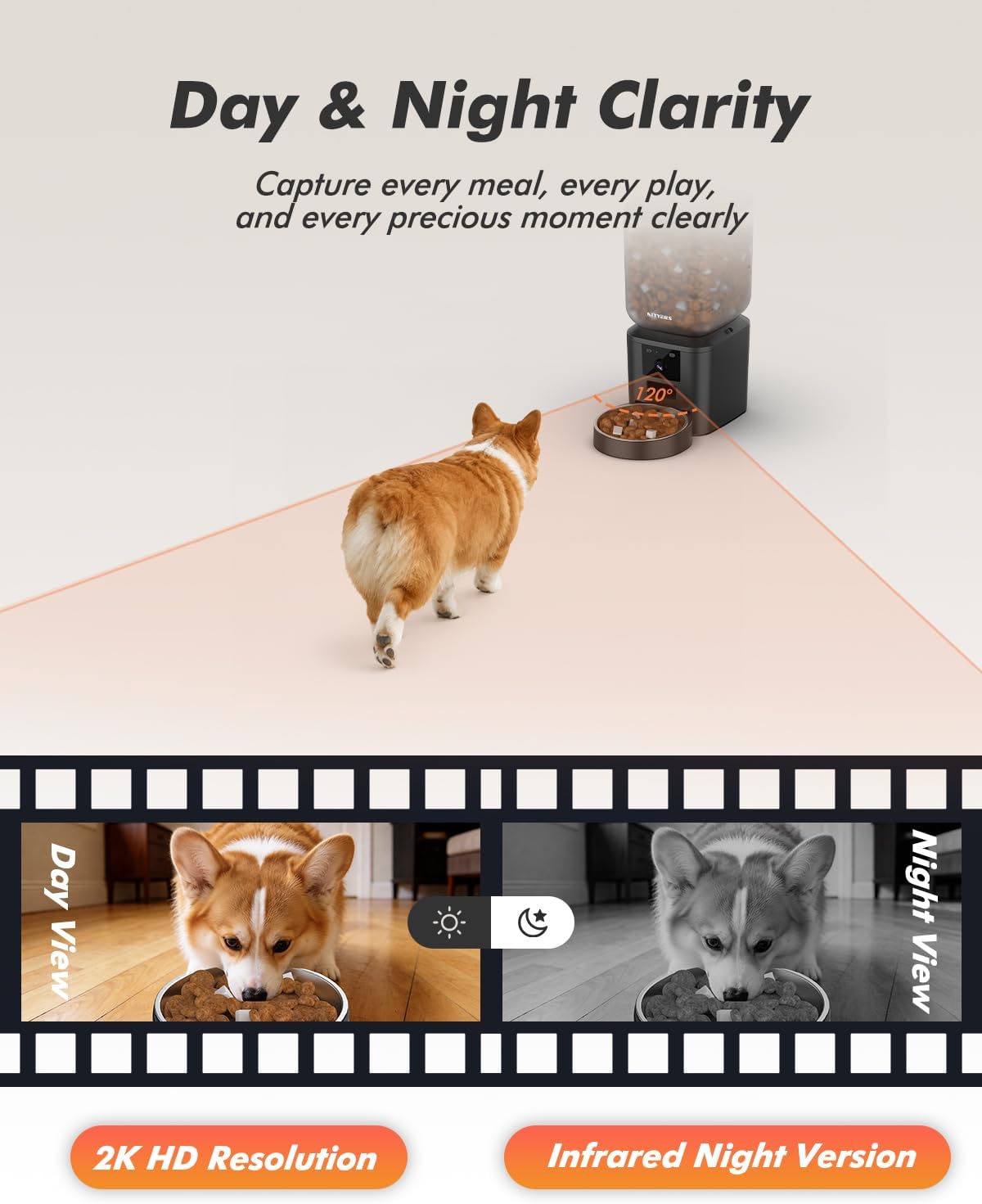 Automatic Cat Feeder for 2 Cats, Timed Cat Food Dispenser - Matte Black / 2K Camera & WiFi-One Bowl - image 4