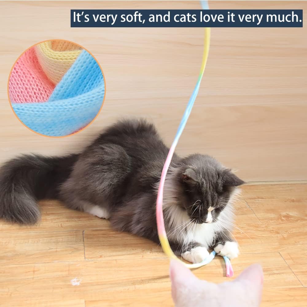LASOCUHOO Interactive Cat Wand Toys Interactive Cat Teaser Wand - Rainbow - image 3
