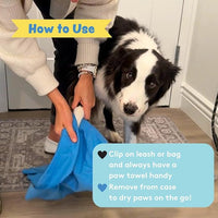 Sweet Paws Portable Dog Paw Towel, Lightweight & Super Absorbent Microfiber, Clips onto Leash, Quick Drying Towel for Dogs Paws with Silicone Case, Dry Dog’s Paws on The Go - Small - 3 Pieces Set