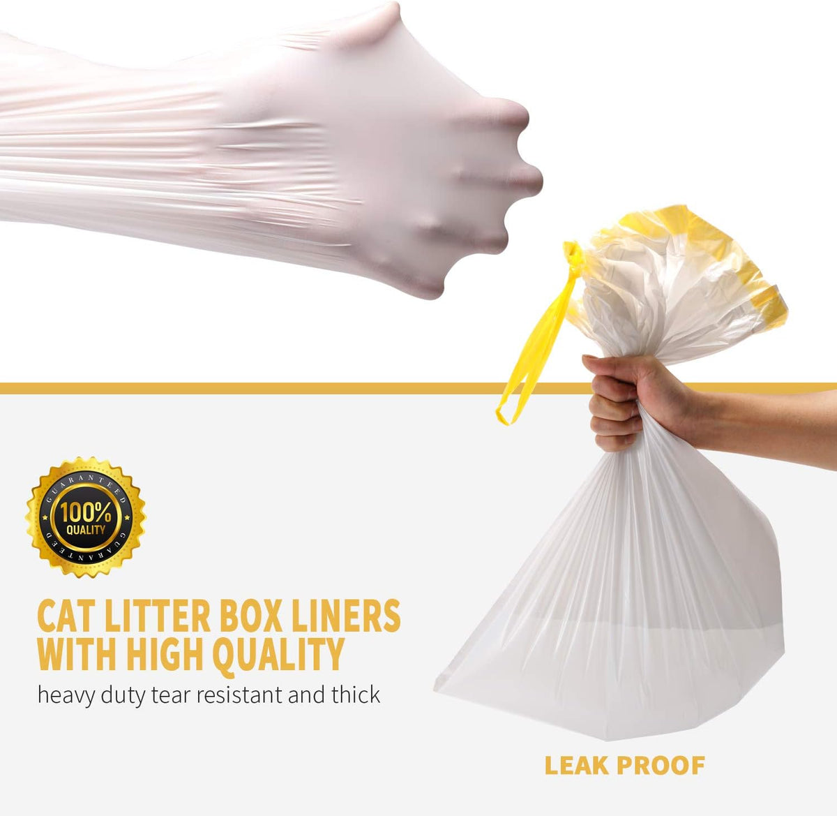 KONE jumbo cat litter box liners 36 x 18 inch with drawstring handles, 14 count - view 2