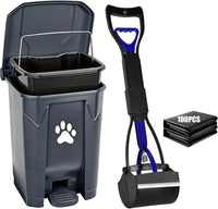 Dog Poop Trash Can Outside with Poop Scooper - Gray / 20L